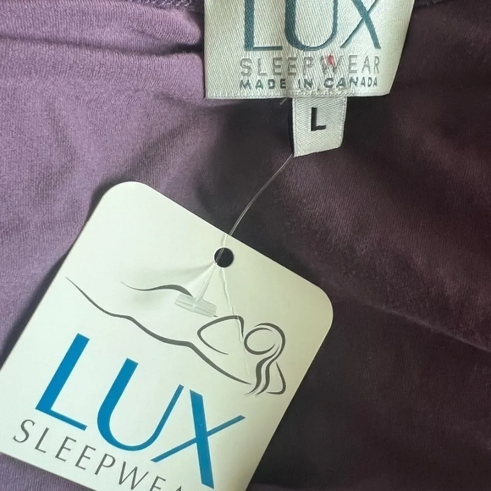 Lux Sleepwear Purple Bamboo Long Sleep Top L - Picture 3 of 4